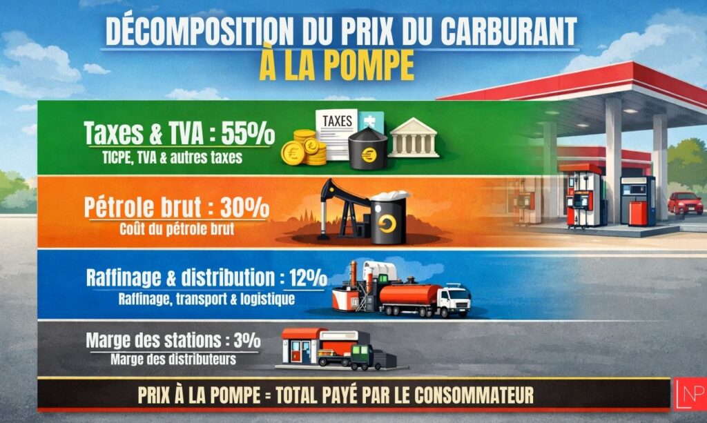Infographie sur la composition du prix de l'essence