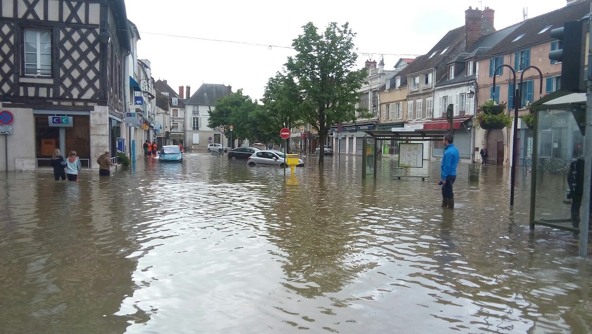 Vue générique d'une inondation en ville