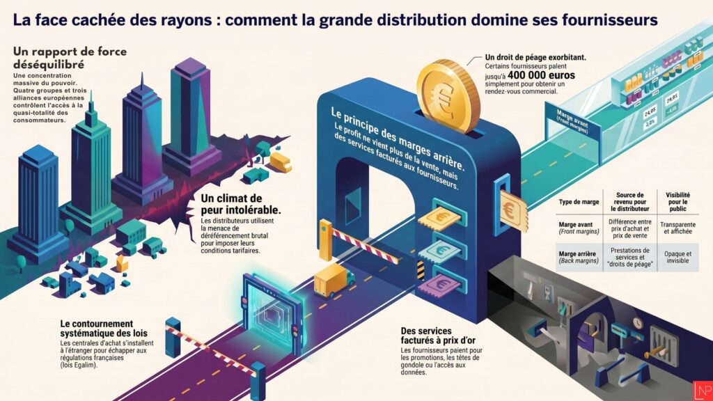 Infographie sur le poids de la grand distribution sur les fournisseurs