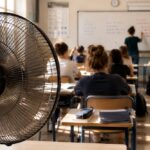 Classe sous la canicule avec un ventilateur